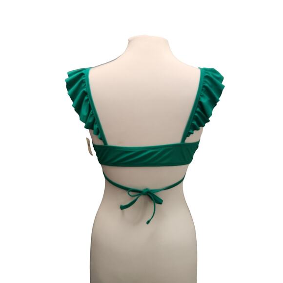 Aerie Ruffle Wrap Bikini Top Emerald Green Size Large - Picture 5 of 10